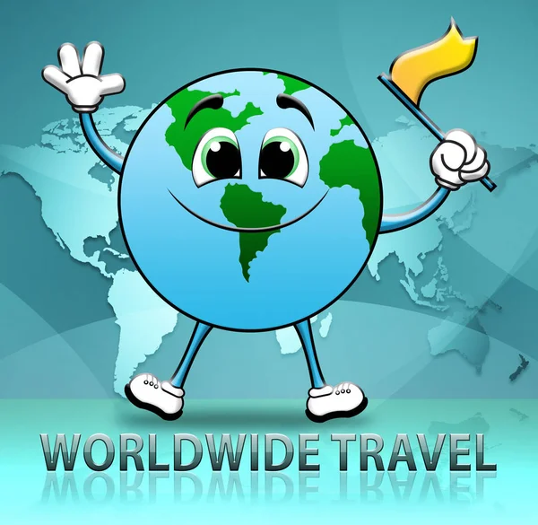 Worldwide Travel Indica Touring Roam Ilustração 3d — Fotografia de Stock
