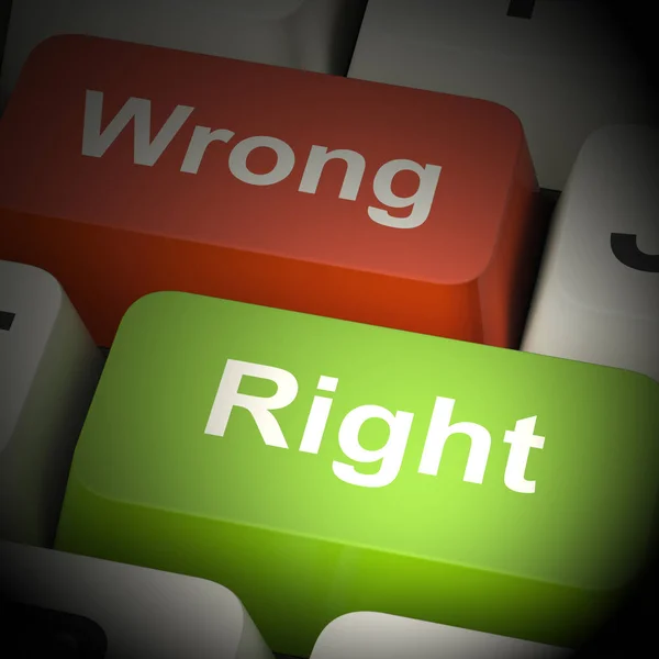 Right And Wrong Computer Keys 3d REndering — Stock Photo, Image