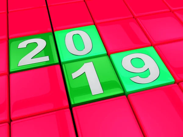 Negentien van de twintig toont 2019 Nieuwjaar 3d illustratie — Stockfoto