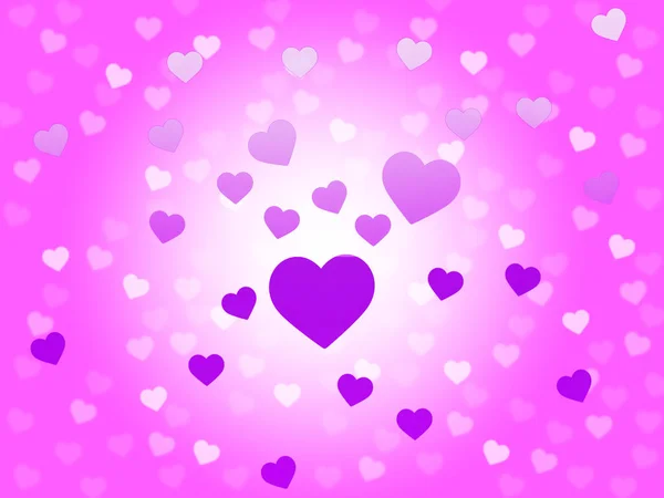 Сердечный лиловый фон показывает романтические и страстные обои — стоковое фото