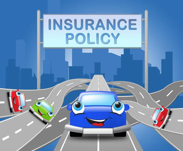 Póliza de seguro de automóvil Signo de coches Políticas Ilustración 3d —  Fotos de Stock