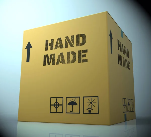 Hecho a mano mostrando producto artesanal 3d renderizado — Foto de Stock