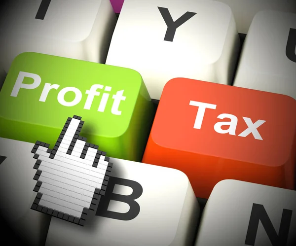 Impuesto a las ganancias Teclas informáticas Mostrar el pago de impuestos 3d Rendering —  Fotos de Stock