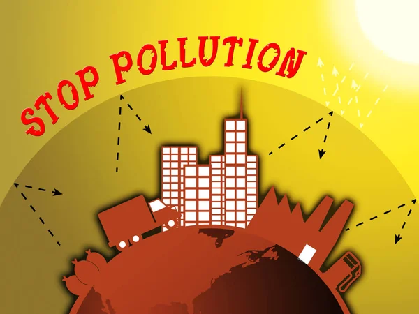 Stop vervuiling betekent waarschuwing van contaminerende 3d illustratie — Stockfoto
