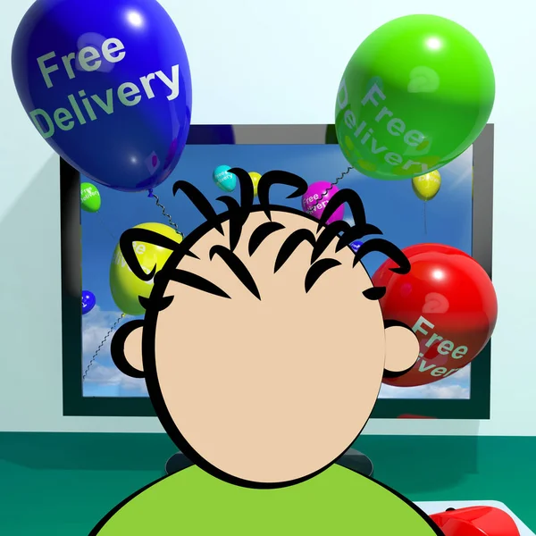Free Delivery Balloons From Computer 3d Rendering — Stock Photo, Image