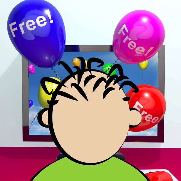 Balloons With Free Coming Through Computer  3d Rendering — Stock Photo, Image