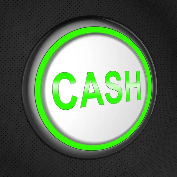 Кнопка "Cash" показывает монеты или валюту 3d иллюстрации — стоковое фото