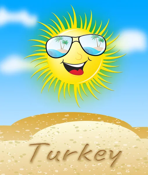 Türkiye'de güneş güneşli 3d çizim anlam gülümseyen — Stok fotoğraf