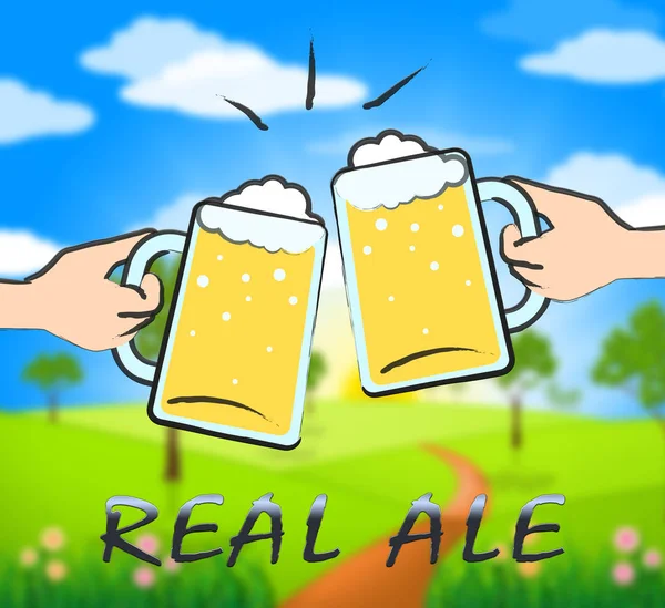 Real Ale tonen ongefilterde bier en hop — Stockfoto