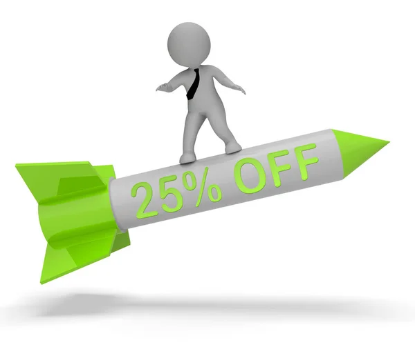 Twenty Five Percent Off Shows Discount 3d Rendering — Stock Photo, Image