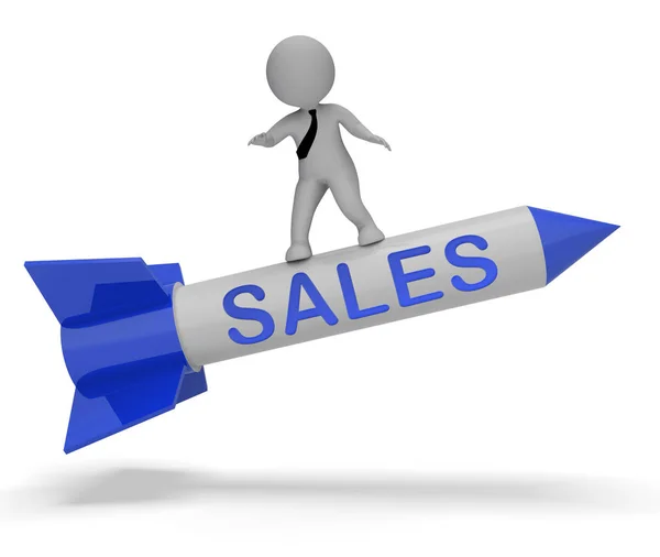 Sales Rocket Indicates E-Commerce Retail 3d Rendering — Stock Photo, Image