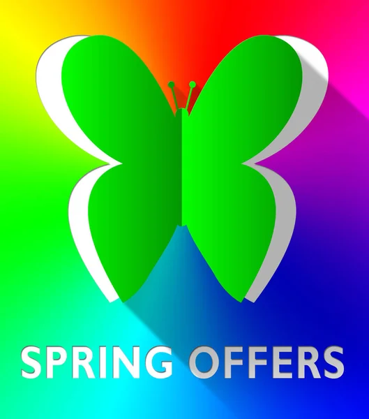 Spring Offers Butterfly Shows Bargain Offers 3d Illustration — Stock Photo, Image