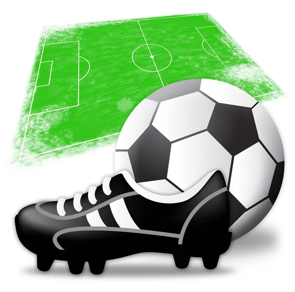 Fotbalové vybavení ukazující fotbalové vybavení 3d ilustrace — Stock fotografie