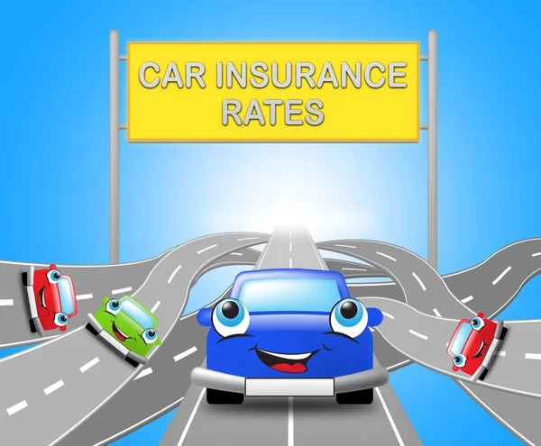 Taxas de seguro de carro mostra política de ilustração 3d — Fotografia de Stock