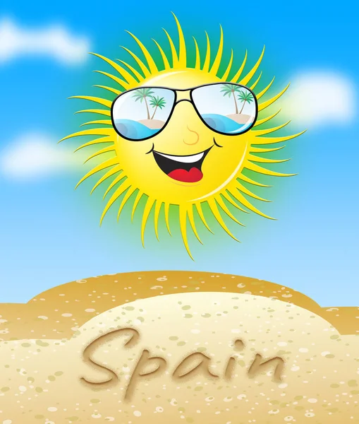 Hiszpania słońce uśmiechający się, czyli słoneczny ilustracja 3d — Zdjęcie stockowe