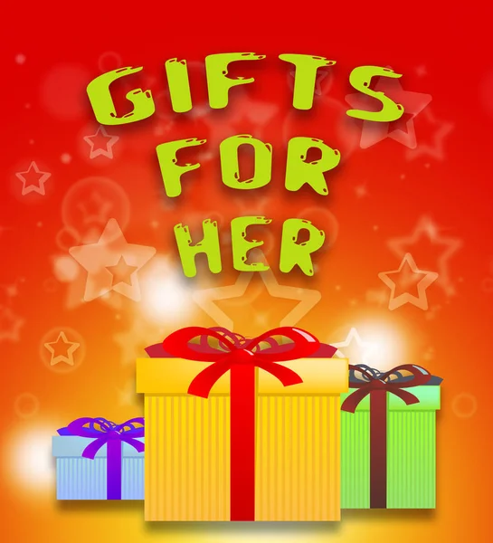 她显示礼物礼品盒 3d 图 — 图库照片