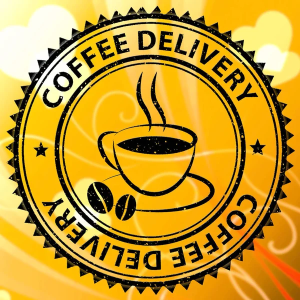 La entrega de café representa la entrega o envío de bebidas —  Fotos de Stock