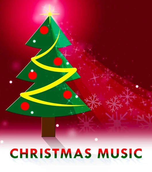 Música de Navidad Mostrando Canciones de Navidad Ilustración 3d —  Fotos de Stock