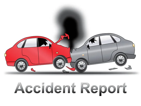 Έκθεση ατυχήματος αυτοκινήτων δείχνει σύγκρουση 3d απεικόνιση — Φωτογραφία Αρχείου