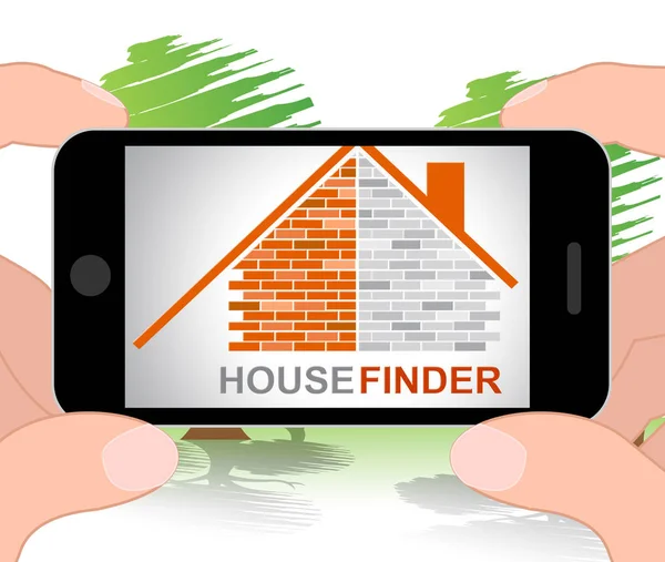 Hausfinder zeigt Findern Haus 3D-Illustration — Stockfoto
