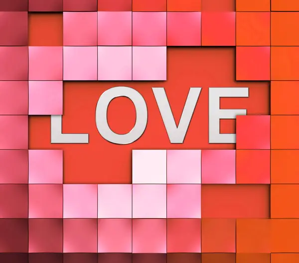 Love Blocks Shows Valentine Romance And Celebration — Stock Photo, Image