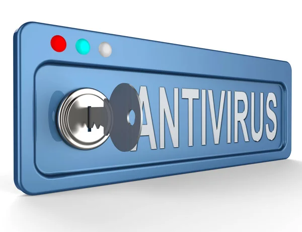 Antivírus Online Indica Ilustração 3D de Vírus Digital — Fotografia de Stock