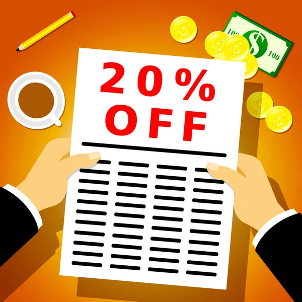 Twenty Percent Off Means Sale 20% 3d Illustration — Stock Photo, Image