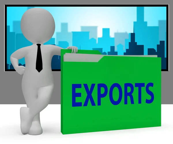 Exports Folder Indicating Sell Abroad 3d Rendering — Stock Photo, Image