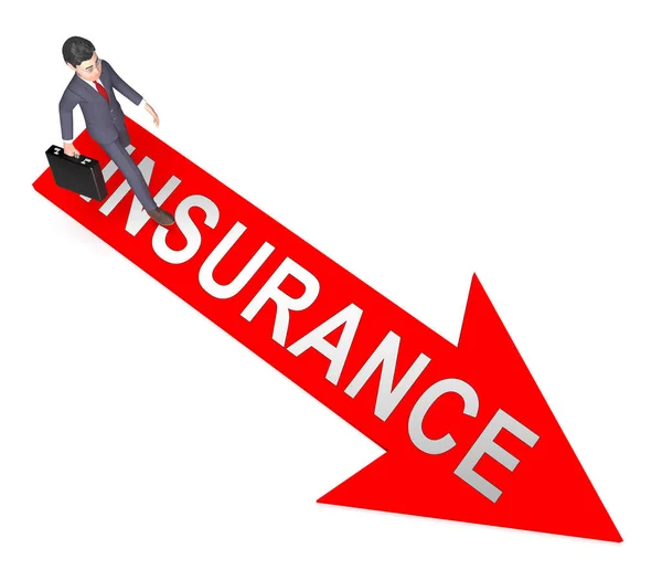 Flecha de seguro representa contrato cubierto y póliza —  Fotos de Stock