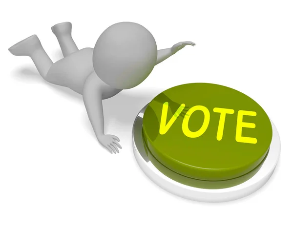 Vote Button Shows Poll Voting 3d Rendering — Stock Photo, Image