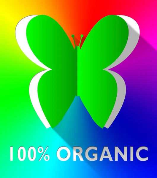 Hundred Percent Organic Butterfly Shows Natural 3d Illustration — Stock Photo, Image