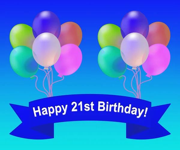 Happy Twenty First Birthday Party 3d Illustration — Stock Photo, Image