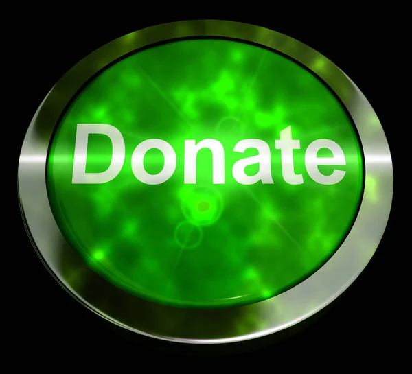 Donate Button In Green Showing Charity 3d Rendering — Stock Photo, Image
