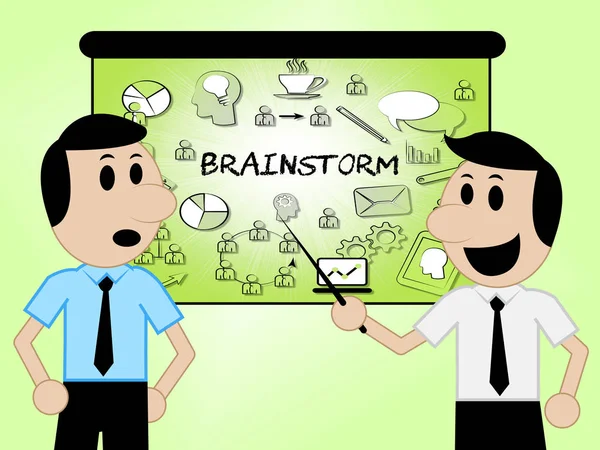 Brainstormen over pictogrammen middelen bedenken 3d illustratie — Stockfoto