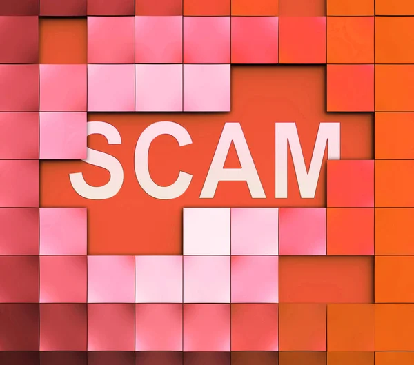 Scam computador significa Scamming Processador e Fraude — Fotografia de Stock