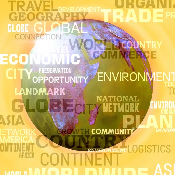 World Map Words Background Means International Or Global — Stock Photo, Image