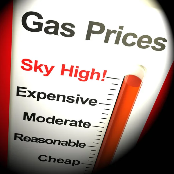 Precios del gas Sky High Monitor 3D Rendering — Foto de Stock