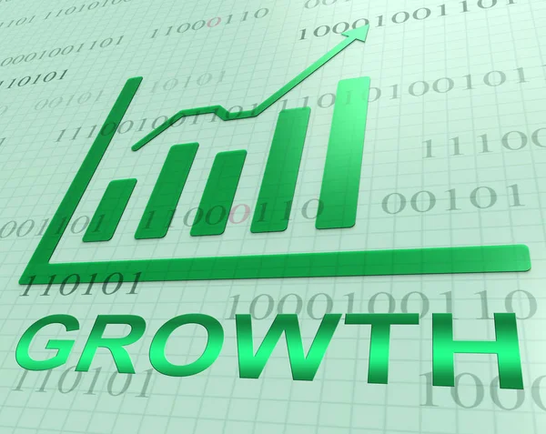 Gráfico de crescimento significa que o negócio aumenta a renderização 3d — Fotografia de Stock