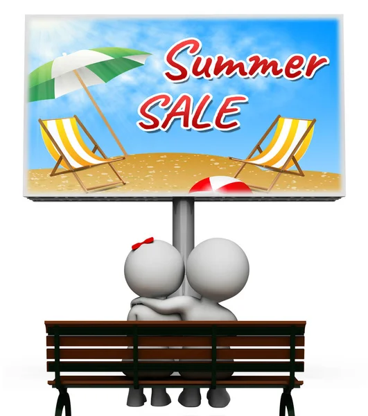 Summer Sale Retail Offer Seaside 3d Illustration — Stock Photo, Image