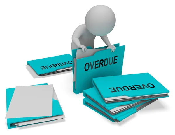 Overdue Folders Represents Behind Schedule 3d Rendering — Stock Photo, Image