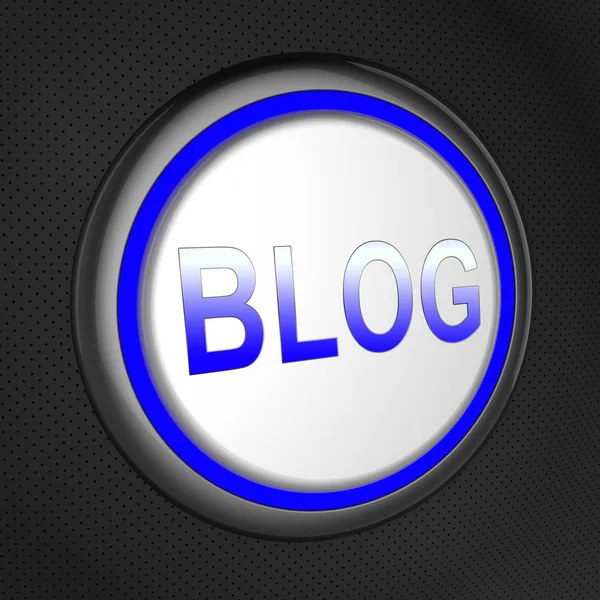 Botón del blog muestra el sitio de Internet Blogging 3d Ilustración —  Fotos de Stock