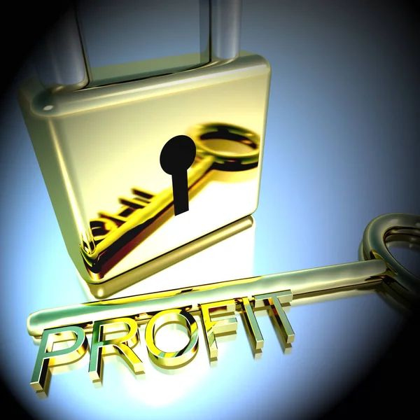 Padlock With Profit Key Showing Growth Earnings 3d Rendering — Stock Photo, Image