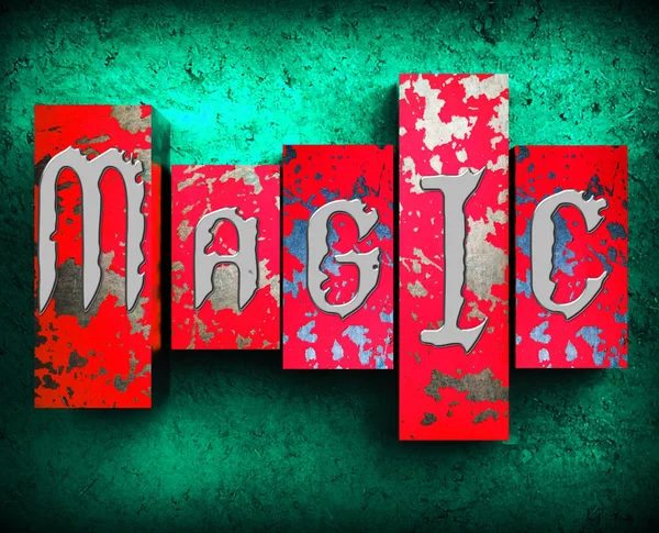 魔术一词显示神秘幻觉 3d 图 — 图库照片