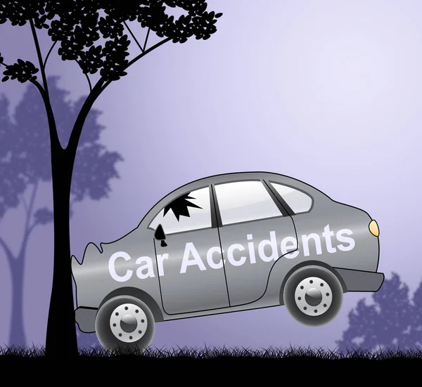 Auto ongevallen Shows Auto crasht 3d illustratie — Stockfoto