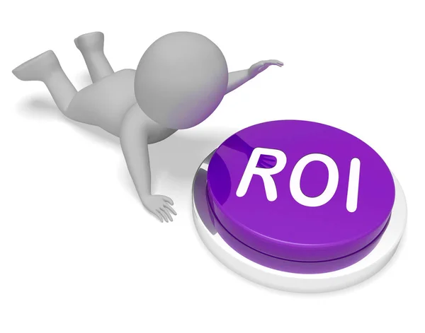 ROI Button Means Financial Return 3d Rendering — Stock Photo, Image