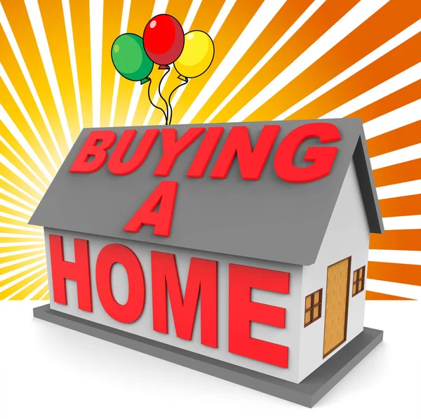 Att köpa ett hem som visar fastigheter 3d Rendering — Stockfoto