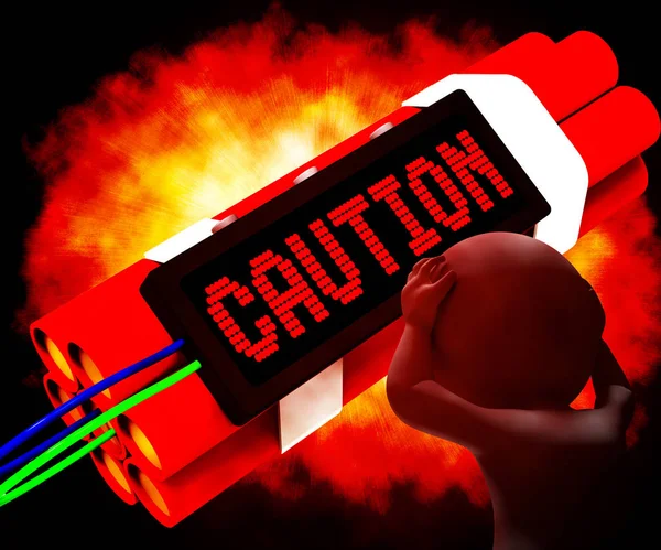 Caution Dynamite Sign Means Danger 3d Rendering — Stock Photo, Image