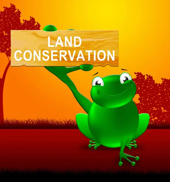 Sinal de conservação da terra mostra preservação natural 3d ilustratio — Fotografia de Stock