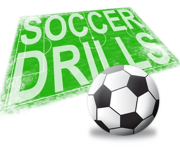 Piłka nożna Wiertarki nożnej pokazuje ćwiczyć ilustracja 3d — Zdjęcie stockowe