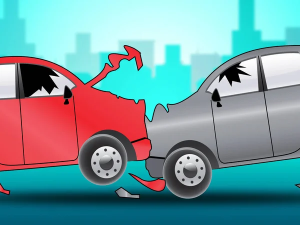 Autounfall zeigt Autounfall 3D-Illustration — Stockfoto